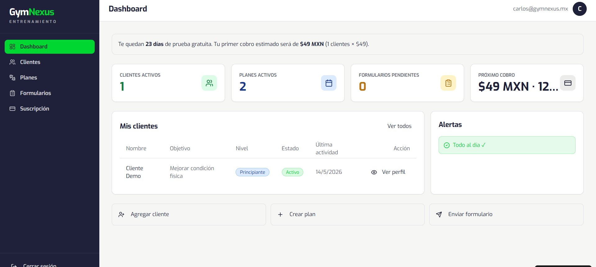 Dashboard GymNexus